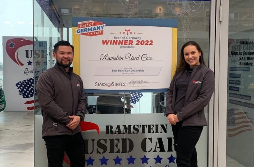 Ramstein Used Car employees with their certificate 